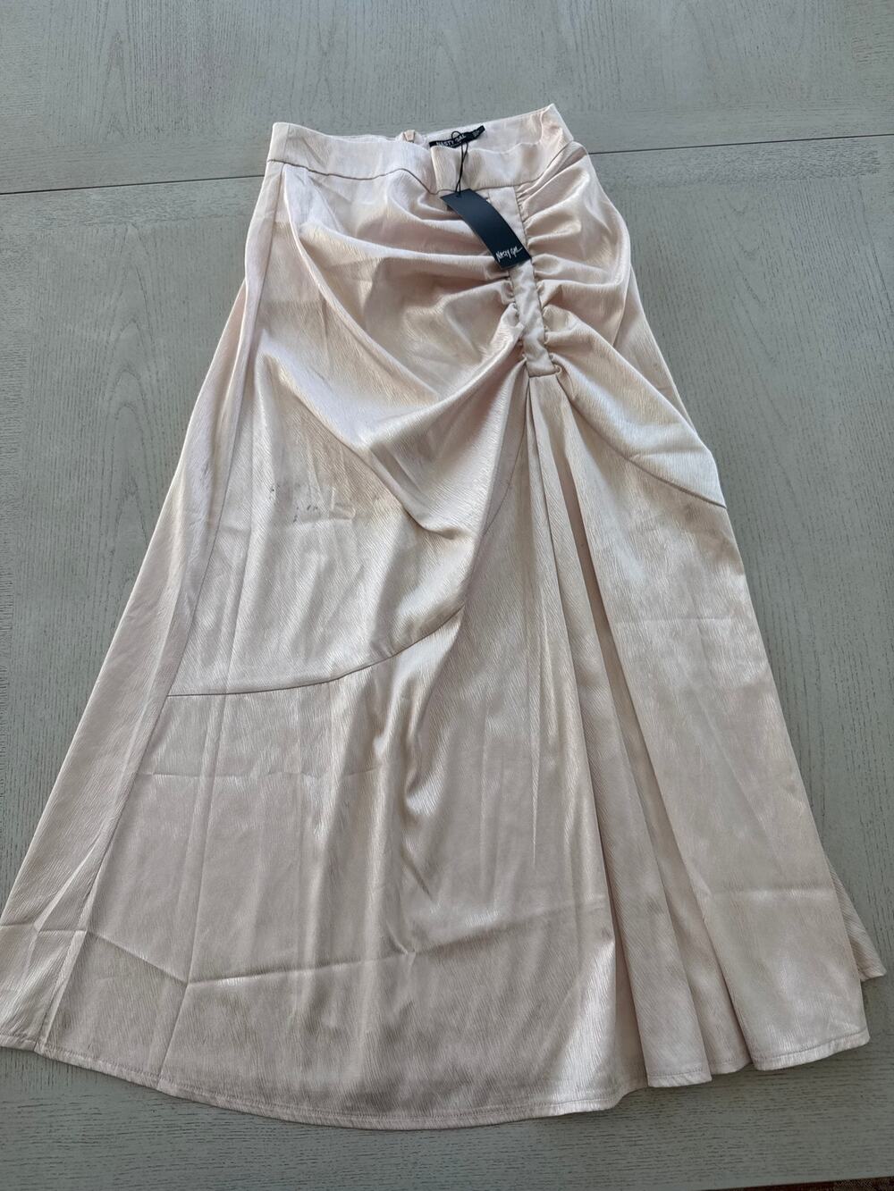 NWT Nasty Gal Ruched Satin Jacquard Midi Skirt Balletcore Ethereal Princess